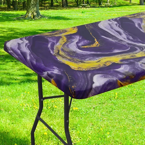 Vista 37 de Smiry Mantel cuadrado para mesa de pícnic, impermeable, elástico, ajustable, para campamento, protector de vinilo con parte trasera de franela Beige