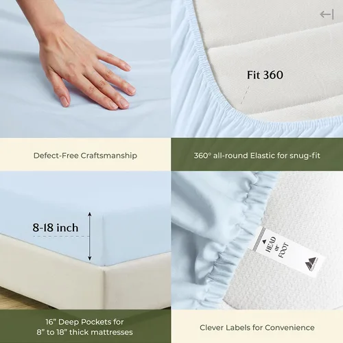 Vista 40 de Mayfair Linen Juego de sábanas de 100% algodón egipcio, tamaño individual (paquete de 2) – Sábanas de lujo blancas de 600 hilos, tamaño individual