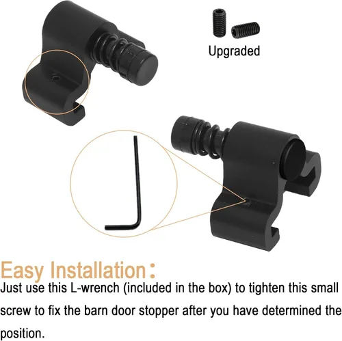 Vista 6 de CCJH Tope de puerta de granero para puerta de granero plana de 1.575 in de ancho, topes de puerta de resorte ajustables, paquete de 2