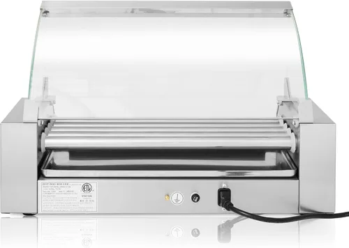 Vista 4 de Olde Midway - Máquina eléctrica de cocción para 12 perros calientes con 5 asadores giratorios, con tapa, de 700 Watts, de calidad comercial