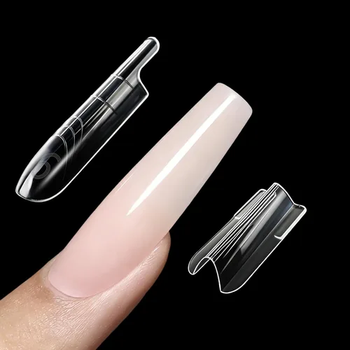 280 formas de uñas dobles tipo sándwich, 14 tamaños, forma ovalada para gel constructor, moldes de extensión de uñas reutilizables de cobertura