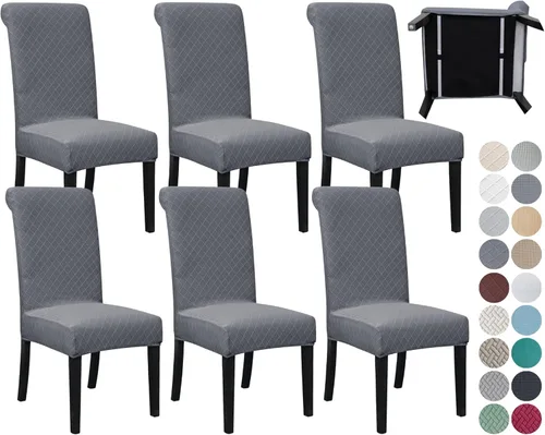 Vista 34 de SPRINGRICO Paquete de 2 fundas para sillas de comedor con cinturón de seguridad, fundas elásticas para sillas Parsons lavables, fundas protectoras