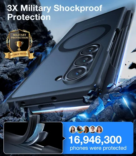 Vista 3 de TORRAS Funda magnética a prueba de golpes compatible con Samsung Galaxy Z Fold 6 con soporte para S Pen [compatible con Magsafe]