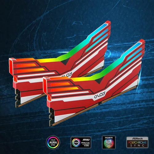 Vista 2 de OLOy DDR4 RAM 16GB (2x8GB) Warhawk Aura Sync RGB 3200 MHz CL16 1.35V 288-Pin Desktop Gaming UDIMM (MD4U083216BCDA)