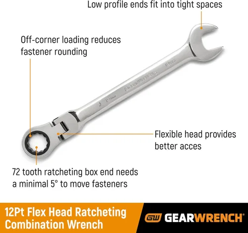 Vista 2 de GEARWRENCH Llave de trinquete combinada con cabezal flexible