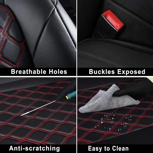 Vista 4 de Huidasource Juego completo de fundas de asiento de automóvil RAV4 de ajuste personalizado, funda de asiento de cuero de cobertura completa