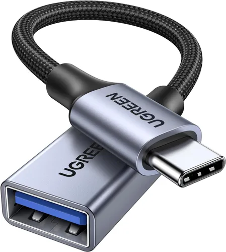 UGREEN Adaptador USB C a USB 3.0 de 5 Gbps OTG Cable tipo C macho a USB A hembra de nailon trenzado de aluminio compatible con iPhone 15 Plus Pro
