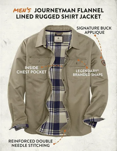 Vista 4 de Legendary Whitetails Men's Journeyman Shirt Jacket, Flannel Lined Shacket for Men, Water-Resistant Coat Rugged Fall Clothing