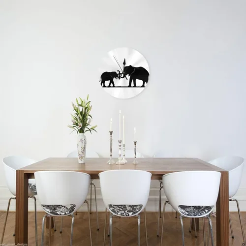 Vista 3 de Old Elephant and Young Elephant Round Wall Clock,10 Inch Round Easy to Read for Home Office & School Decor Clock