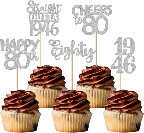 Vista 84 de 30 piezas de decoraciones para pastel de cumpleaños número 10, decoraciones de cupcakes negras con brillo, 10 feliz cumple, directo desde 2016, 10