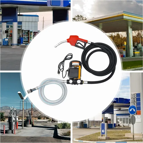 Vista 5 de Bomba eléctrica de transferencia de combustible, bomba de transferencia de combustible diesel eléctrica de 110 V, bomba autocebante con kit