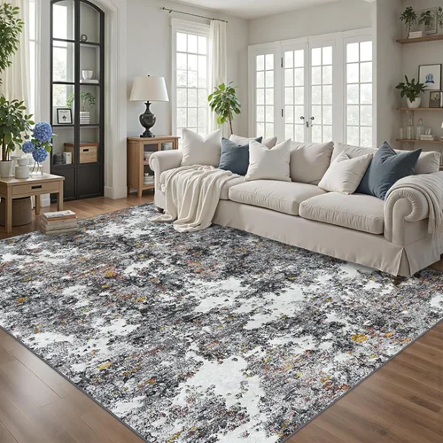 Vista 12 de Alfombra de área para sala de estar: alfombra lavable de 5 x 7 pies con respaldo antideslizante, sin desprendimiento, resistente a manchas