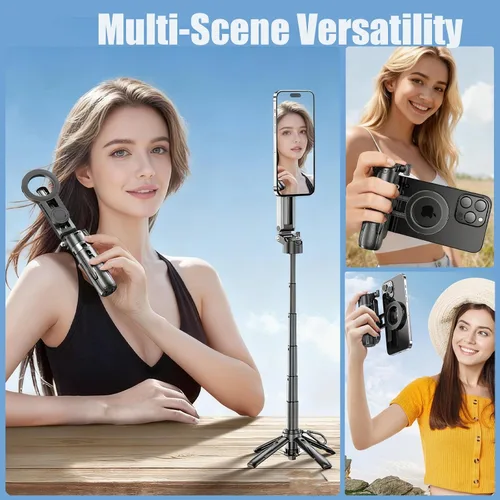 Vista 10 de Trípode magnético 4 en 1 con bolsillo para selfie que se extiende hasta 1.5 pies Portable Camera Grip Handle, Strong Magnetic, Compact, Detachable