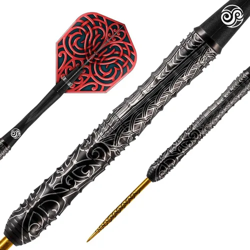 Vista 2 de Shot! Darts Warrior Kapene Steel Tip Dart Set 90% Tungsten Barrels Center Balanced for Maximum Aerodynamics Handcrafted Pro Darts with Flights