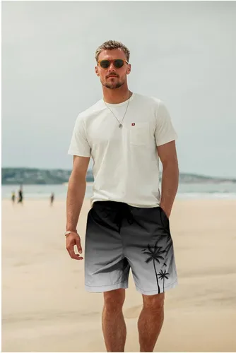 Vista 3 de Traje de baño para hombre estilo hawaiano, con forro de malla, tipo short para playa, con bolsillos