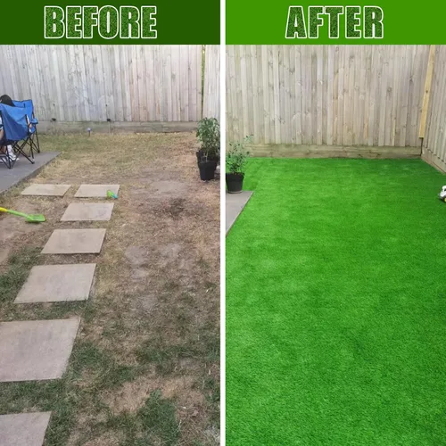Vista 8 de Césped artificial para perros de 3 x 5 pies, césped artificial con agujeros de drenaje, tapete de césped sintético para interiores y exteriores