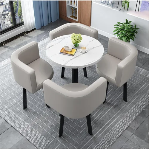 Vista 7 de Muebles de comedor para sala de estar, juego de mesa redonda y silla, mesa de centro para sala de conferencias, para sala de estar, negro, 23.6 x