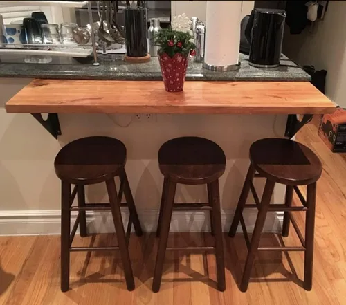 Vista 5 de Mesa rústica industrial para montar en la pared, mesa de comedor, mesas de bar de madera de pino para montar en la pared (31 x 14 pulgadas)