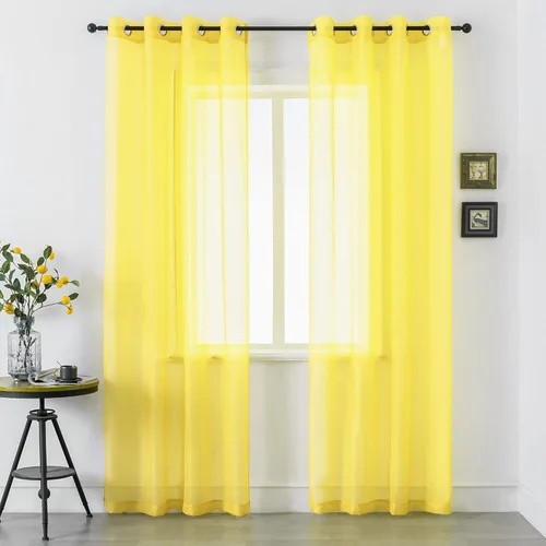 Vista 36 de Cortinas traslúcidas de 108 pulgadas para sala de estar, dormitorio, apartamento, ventana, 2 paneles con ojales, cortinas semitransparentes