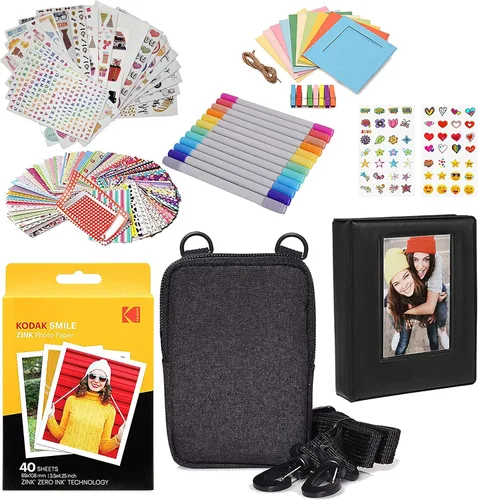 Zink Kodak 3x4 Premium Zink Photo Paper (40 unidades) Kit de accesorios con álbum de fotos, estuche, calcomanías, marcadores