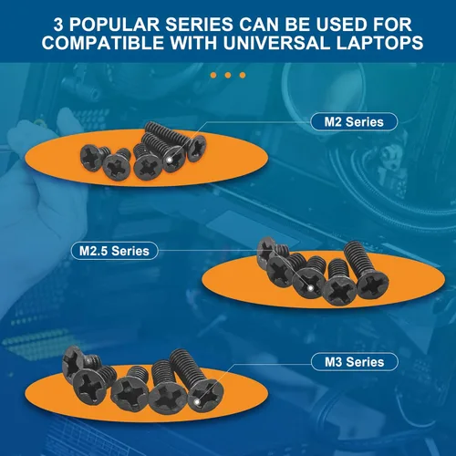 Vista 3 de Nindejin - Kit de tornillos para computadora portátil, M2, M2.5, M3, avellanados, cabeza plana, Phillips, juego de tornillos mini para reparación