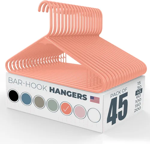 Vista 72 de Perchas de plástico fuertes hechas en Estados Unidos a granel, 20, 30, 50, 100 unidades, disponibles, para ropa de lavandería, perchas de plástico