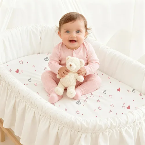 Vista 40 de Sábanas Florales para Moisés de Niña Paquete de 3, Sábana Ajustable para Colchón Transpirable y Cómoda, Moisés de Viaje Elástico y Moderno, Sábanas