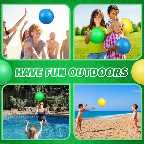 Vista 4 de Jerify Paquete de 20 bolas de dodgeballs grandes, bolas de juego coloridas para patio de recreo, bolas inflables de rebote, bolas de juego de PVC