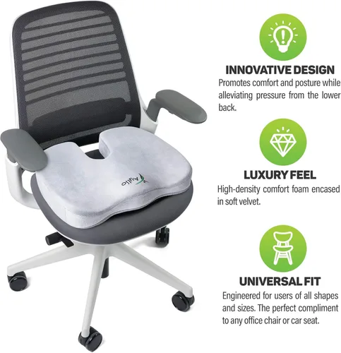 Vista 3 de Aylio Cojín para el coxis apoyo para la espalda, alivio del dolor del cóxis y el ciático, con funda lavable