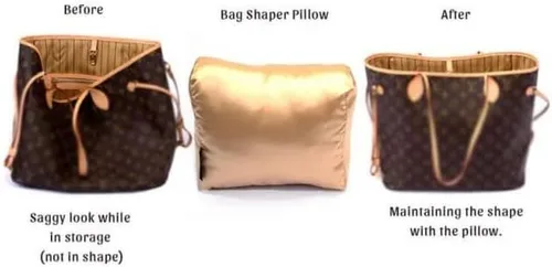 Vista 6 de Keep Your Designer Bag Perfectly Shaped – Champagne Satin Luxury Pillow Bag Shaper Compatible with Neverfull MM