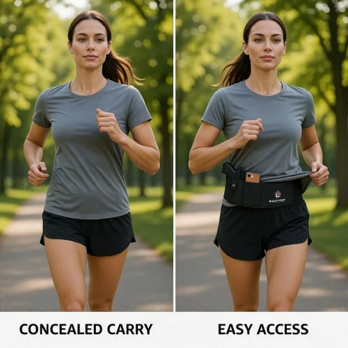 Vista 6 de Funda de banda para el vientre para transporte oculto, funda de pistola para mujer, se adapta a Glock, Smith Wesson, Taurus, Ruger, Sig y más, funda