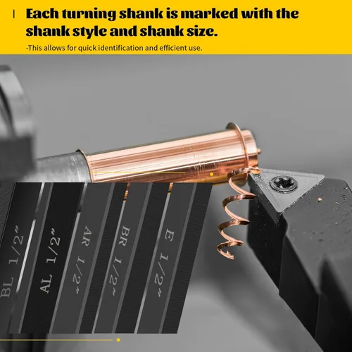 Vista 7 de Herramientas de corte de torno de metal,5 juegos de brocas de corte de metal de carburo de 1/2", herramienta de torneado de torno