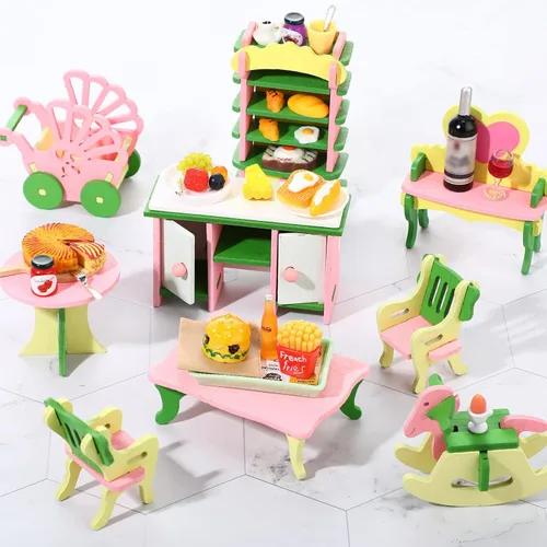 Vista 6 de 38 piezas de juguetes de comida en miniatura, accesorios para casa de muñecas en miniatura, juegos de miniaturas, alimentos pequeños para muñecas