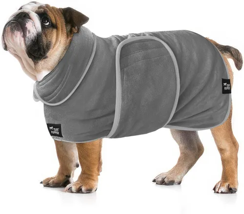Vista 11 de Tuff Pupper Bata de baño para perro de secado rápido, toalla de felpa de 800 GSM, bata de baño súper absorbente para mascotas y cachorros, capucha