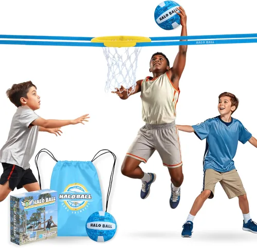 HALO BALL Aro de baloncesto portátil con altura ajustable – Juega el juego flotante al aire libre en la playa, césped, patio trasero, piscina –