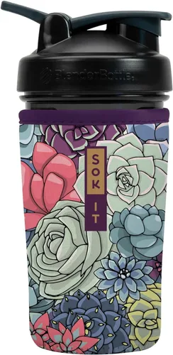 Vista 11 de Funda aislante de neopreno para botella mezcladora de proteínas Sok It BotlSok (Jardín inglés de picnic, se ajusta a botella mezcladora de 28 oz)