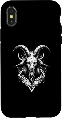 Vista 4 de iPhone 15 Goat Baphomet - Funda demoníaca gótica oculta