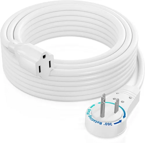Vista 10 de Maximm Cable de extensión de enchufe plano giratorio de 360° de 1 pie, cable de 3 clavijas con conexión a tierra de 16 AWG, color negro, certificado
