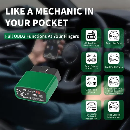 Vista 3 de VGATE vLinker FD Bluetooth OBD2 Escáner Herramienta de Diagnóstico, Lectores de Código de Automóvil y Herramientas de Escaneo para Android y Windows