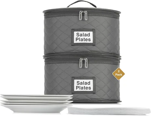 Vista 12 de Paquete de 2 cajas de almacenamiento de platos pequeños de 6 pulgadas, contenedor de almacenamiento de China, apilable con interior acolchado