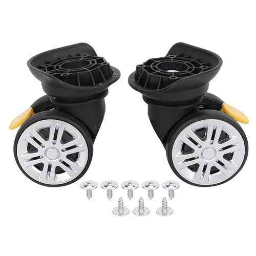 Vista 5 de 1 par universal mute equipaje maleta ruedas reemplazo con freno para maletas piezas