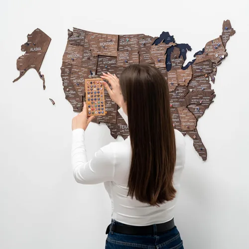 Vista 8 de Enjoy The Wood Mapa de Madera de Estados Unidos Lugares Visitados - Rastreador de Viajes de Mapa 3D de Estados de EE.UU. Decoración de Pared
