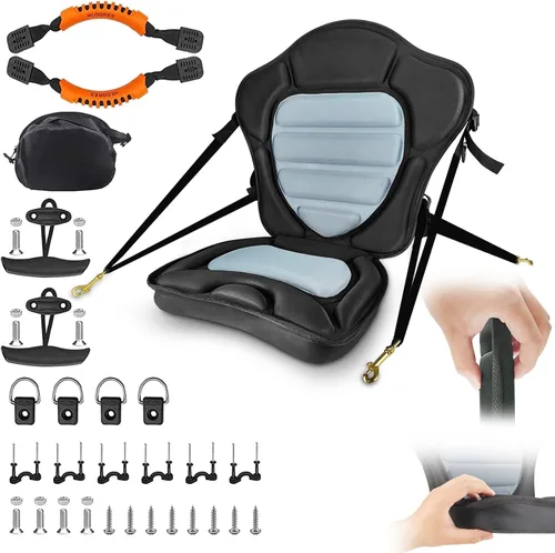Vista 10 de HLOGREE Asientos de kayak: 1/2 pieza, cojín acolchado grueso con soporte de respaldo, compatible con canoa y Ocean Sup