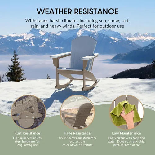Vista 6 de WestinTrends Malibu - Silla mecedora Adirondack para patio al aire libre (juego de 4), madera envejecida