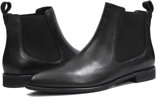 Vista 7 de ONEENO Botas Chelsea de cuero con punta puntiaguda para mujer