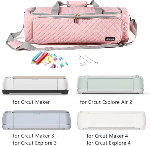 Vista 10 de Amoigee Cubierta contra el polvo para Cricut Explore 3, Explore Air 2, Maker, Maker 3, Funda para fabricante con bolsillos para accesorios