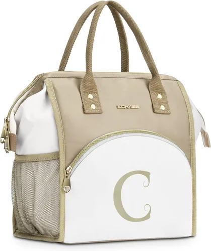 Vista 15 de Lonchera personalizada para mujer, inicial, bolsa de almuerzo aislada reutilizable, lonchera térmica de apertura amplia para adultos, bolsa