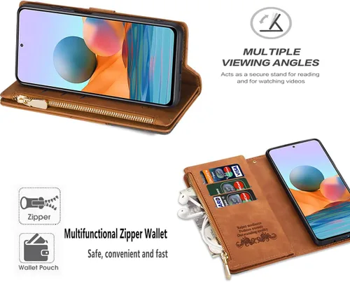 Vista 4 de UEEBAI Funda para Samsung Galaxy A53 5G, Funda de piel sintética retro a prueba de golpes con función de soporte de ranuras para tarjetas, cierre