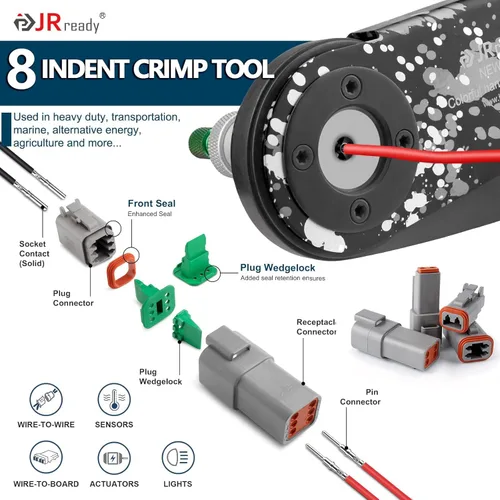Vista 5 de JRready Deutsch Kit de conectores DT, 2 3 4 6 8 12 pines IP68 conectores eléctricos automotrices impermeables con herramienta de prensado Deutsch