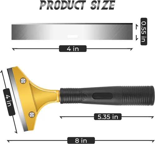 Vista 2 de DIYSELF Rascador de azulejos, herramienta resistente con cubierta protectora, hoja de afeitar dorada para quitar pintura, papel tapiz, pegamento